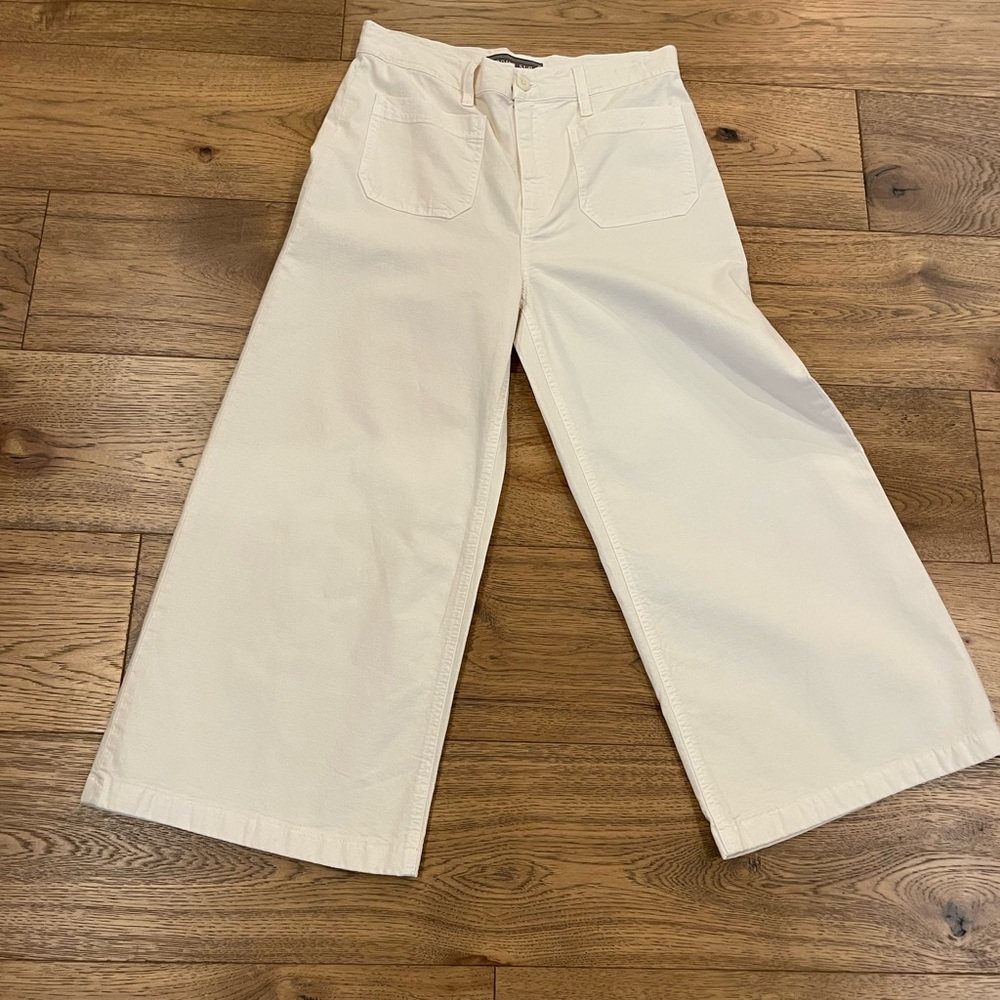 J. Crew Cream Cropped Wide-Leg Pants